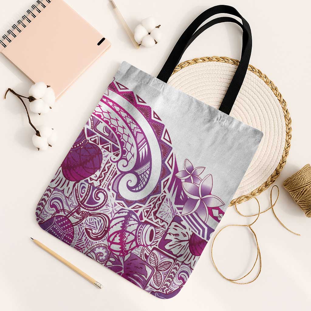 Aloha Hawaii Tapa Tote Bag Vibrant Fuchsia Hawaiian Ipu LT7 Black Strap One Size Fuchsia - Polynesian Pride