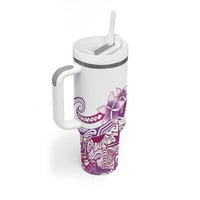 Aloha Hawaii Tapa Tumbler With Handle Vibrant Fuchsia Hawaiian Ipu - Polynesian Pride