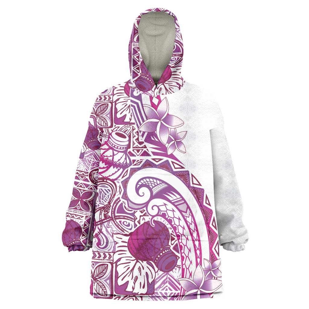 Aloha Hawaii Tapa Wearable Blanket Hoodie Vibrant Fuchsia Hawaiian Ipu - Polynesian Pride