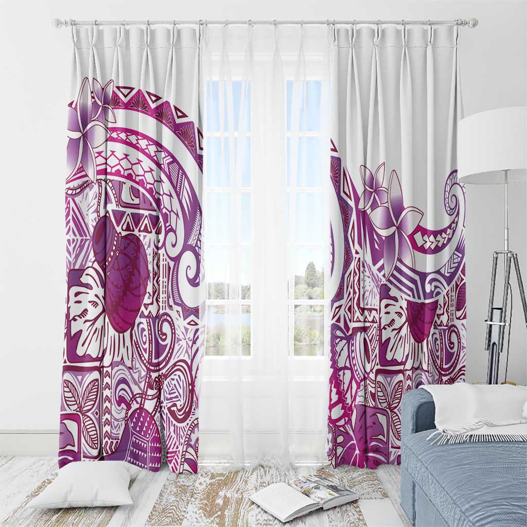 Aloha Hawaii Tapa Window Curtain Vibrant Fuchsia Hawaiian Ipu - Polynesian Pride