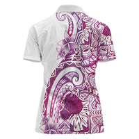 Aloha Hawaii Tapa Women Polo Shirt Vibrant Fuchsia Hawaiian Ipu - Polynesian Pride