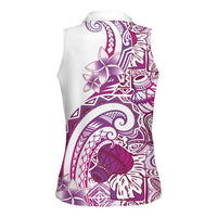 Aloha Hawaii Tapa Women Sleeveless Polo Shirt Vibrant Fuchsia Hawaiian Ipu - Polynesian Pride