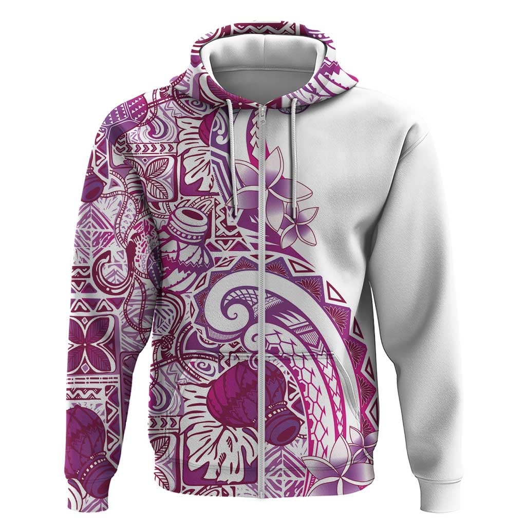 Aloha Hawaii Tapa Zip Hoodie Vibrant Fuchsia Hawaiian Ipu LT7 Zip Hoodie Fuchsia - Polynesian Pride