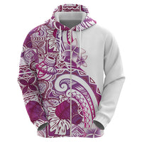 Aloha Hawaii Tapa Zip Hoodie Vibrant Fuchsia Hawaiian Ipu - Polynesian Pride