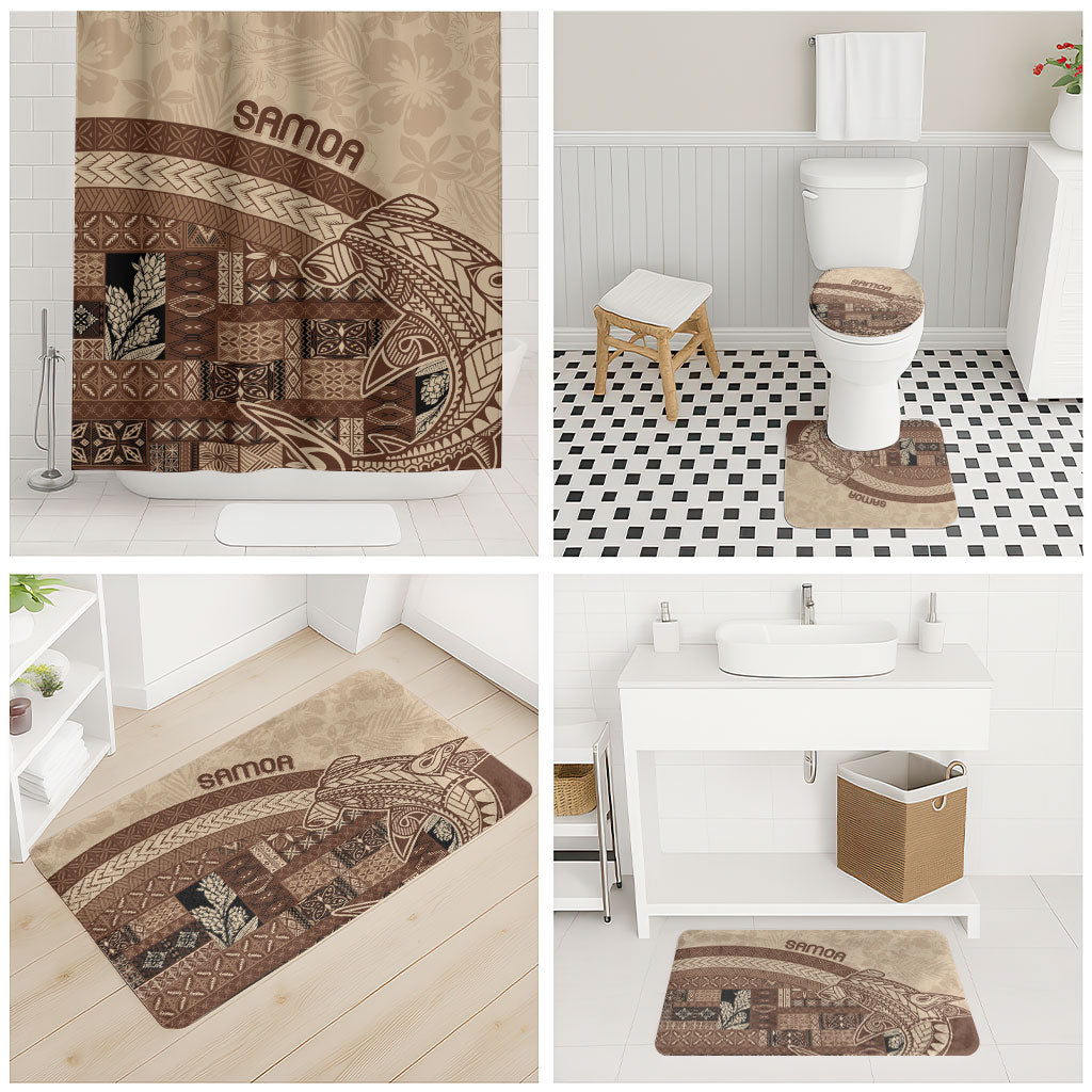 Samoa Mamanu Siapo Mocha Bathroom Set Tatau Malie