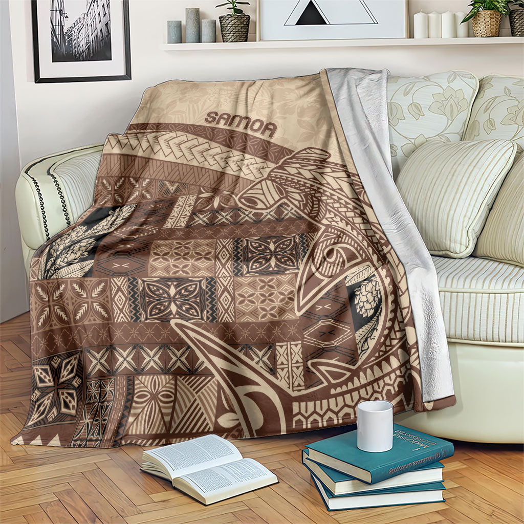 Samoa Mamanu Siapo Mocha Blanket Tatau Malie LT7 Beige - Polynesian Pride