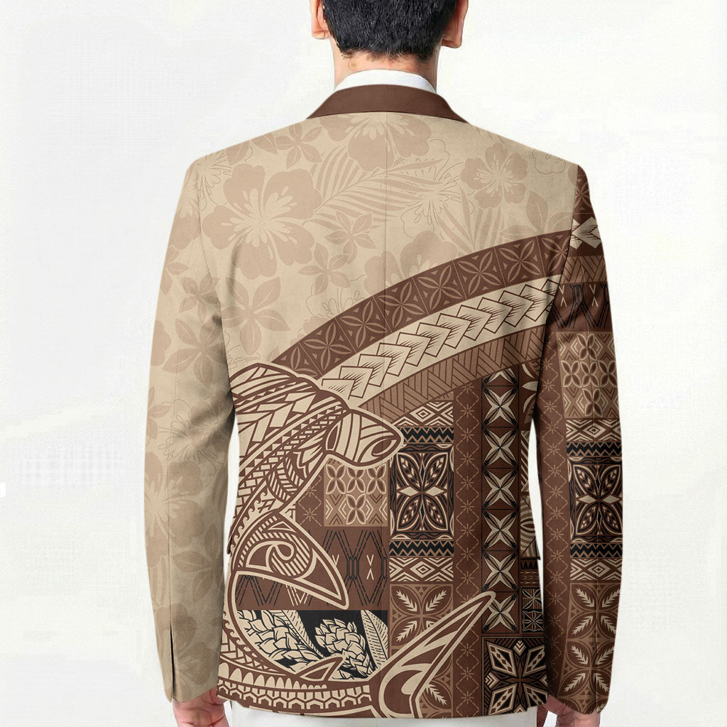 Samoa Mamanu Siapo Mocha Blazer Tatau Malie