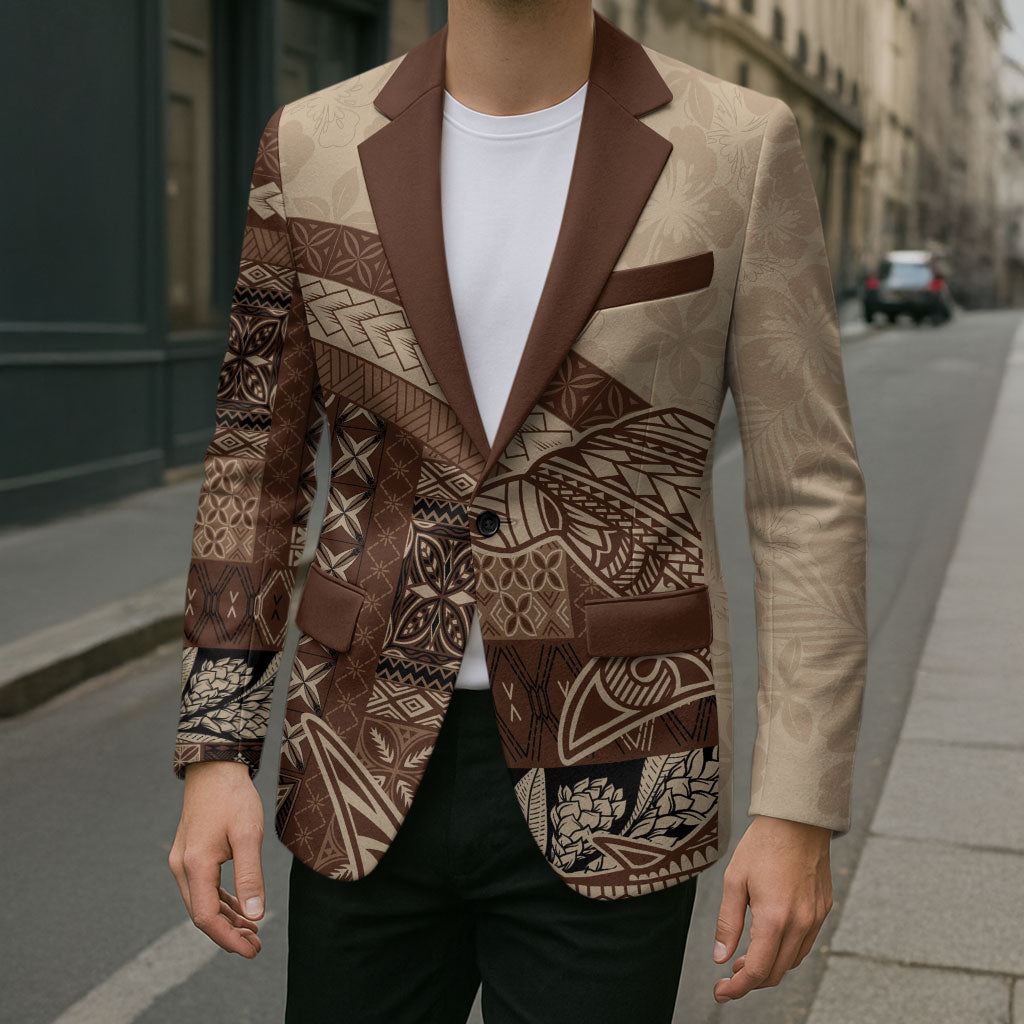 Samoa Mamanu Siapo Mocha Blazer Tatau Malie