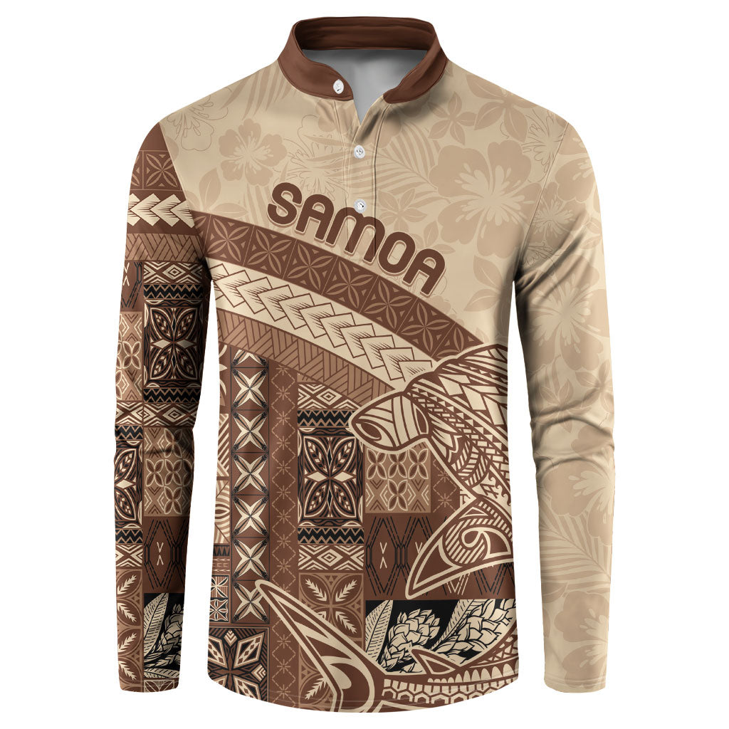 Samoa Mamanu Siapo Mocha Button Sweatshirt Tatau Malie