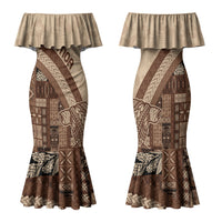 Samoa Mamanu Siapo Mocha Family Matching Mermaid Dress and Hawaiian Shirt Tatau Malie