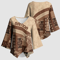 Samoa Mamanu Siapo Mocha Kimono Sleeve Blouse Tatau Malie