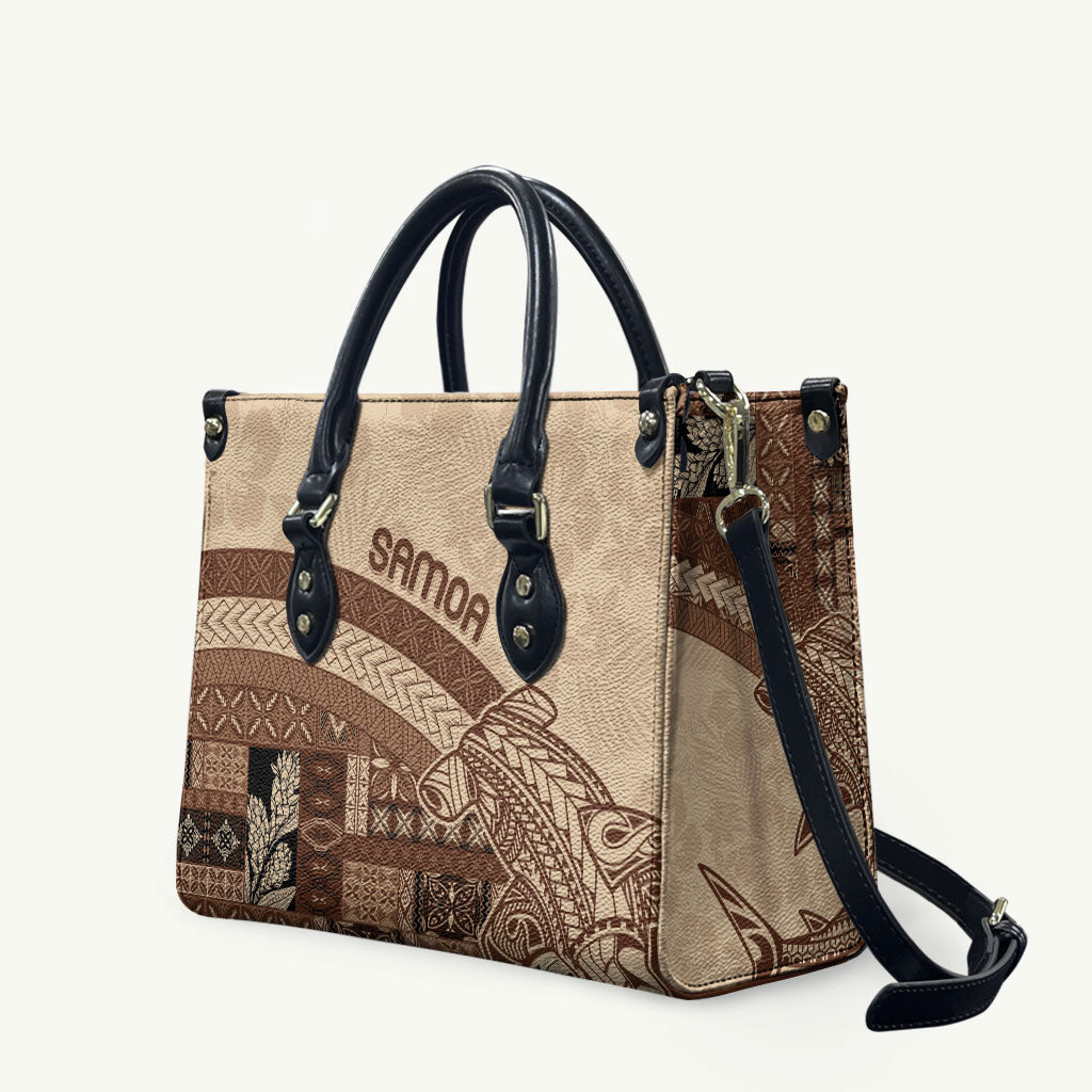 Samoa Mamanu Siapo Mocha Leather Bag Tatau Malie