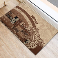 Samoa Mamanu Siapo Mocha Rubber Doormat Tatau Malie