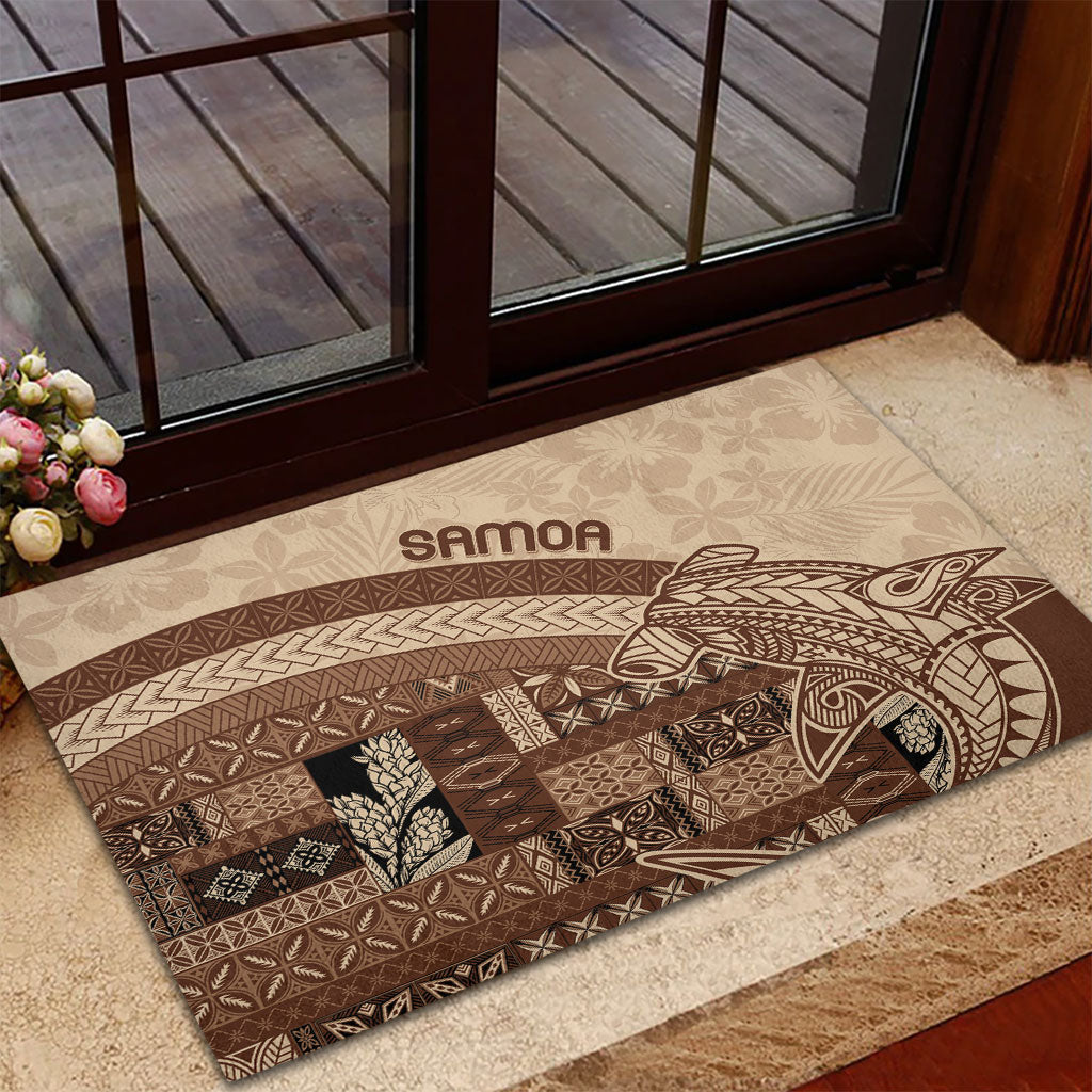 Samoa Mamanu Siapo Mocha Rubber Doormat Tatau Malie