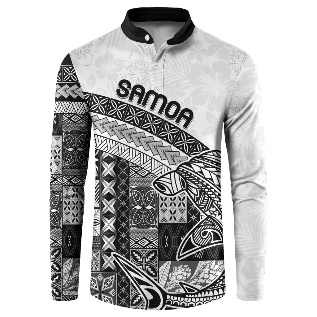 Samoa Mamanu Siapo Classic Black Button Sweatshirt Tatau Malie LT7 Black - Polynesian Pride