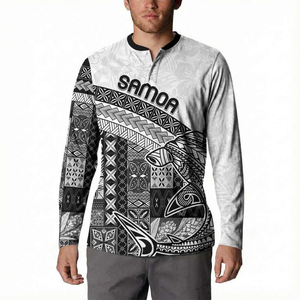 Samoa Mamanu Siapo Classic Black Button Sweatshirt Tatau Malie