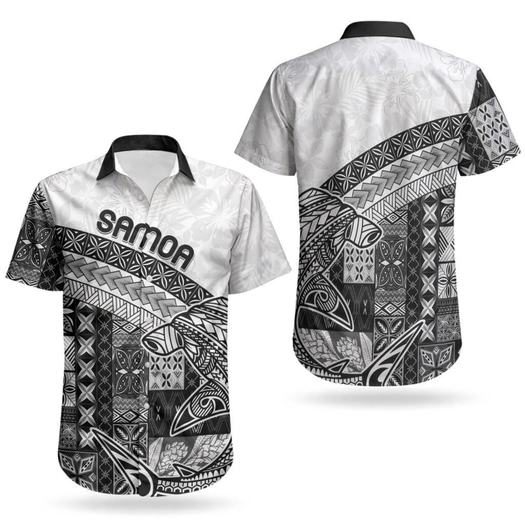 Samoa Mamanu Siapo Classic Black Couples Matching Long Sleeve Bodycon Dress and Hawaiian Shirt Tatau Malie