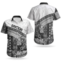 Samoa Mamanu Siapo Classic Black Couples Matching Off Shoulder Short Dress and Hawaiian Shirt Tatau Malie