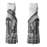 Samoa Mamanu Siapo Classic Black Couples Matching Tank Maxi Dress and Hawaiian Shirt Tatau Malie