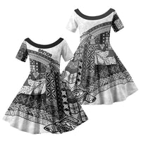 Samoa Mamanu Siapo Classic Black Family Matching Mermaid Dress and Hawaiian Shirt Tatau Malie