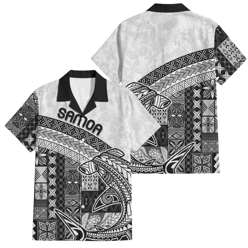 Samoa Mamanu Siapo Classic Black Family Matching Off Shoulder Short Dress and Hawaiian Shirt Tatau Malie
