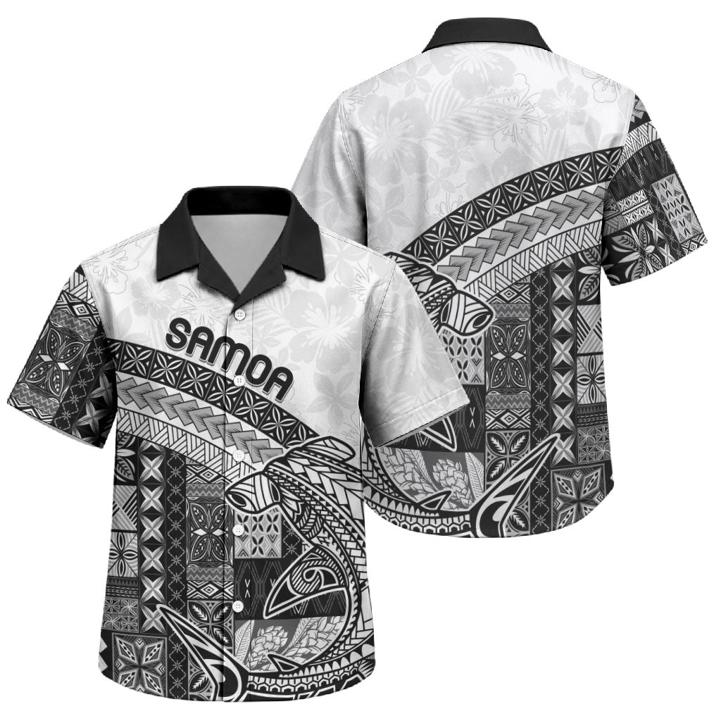 Samoa Mamanu Siapo Classic Black Family Matching Off Shoulder Short Dress and Hawaiian Shirt Tatau Malie