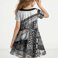 Samoa Mamanu Siapo Classic Black Kid Short Sleeve Dress Tatau Malie
