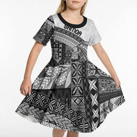 Samoa Mamanu Siapo Classic Black Kid Short Sleeve Dress Tatau Malie