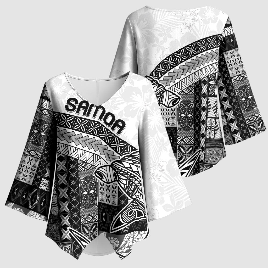Samoa Mamanu Siapo Classic Black Kimono Sleeve Blouse Tatau Malie
