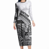 Samoa Mamanu Siapo Classic Black Long Sleeve Bodycon Dress Tatau Malie