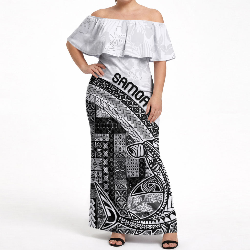 Samoa Mamanu Siapo Classic Black Off Shoulder Maxi Dress Tatau Malie