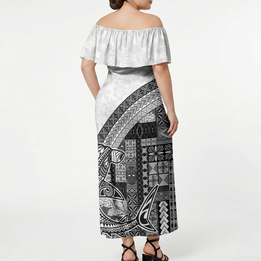Samoa Mamanu Siapo Classic Black Off Shoulder Maxi Dress Tatau Malie