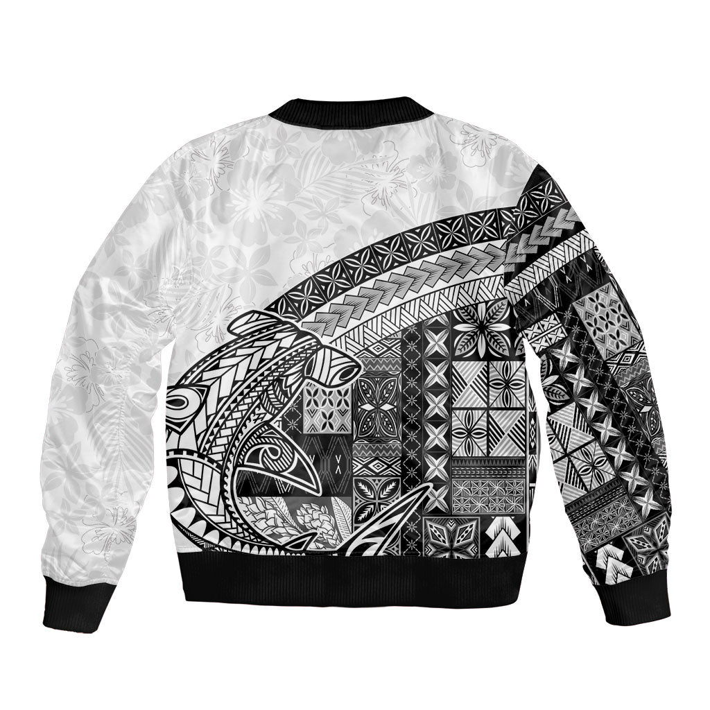 Samoa Mamanu Siapo Classic Black Sleeve Zip Bomber Jacket Tatau Malie