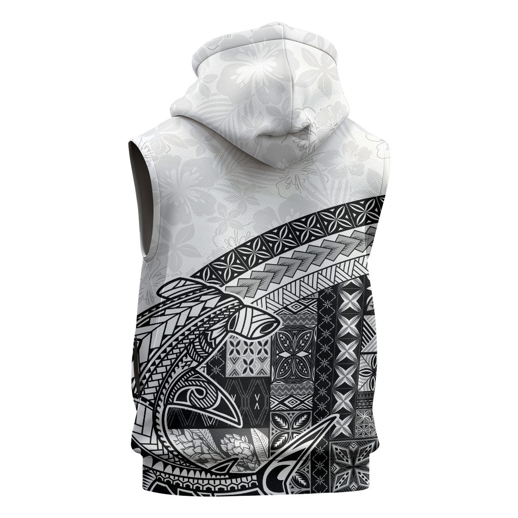 Samoa Mamanu Siapo Classic Black Sleeveless Zip Hoodie Tatau Malie
