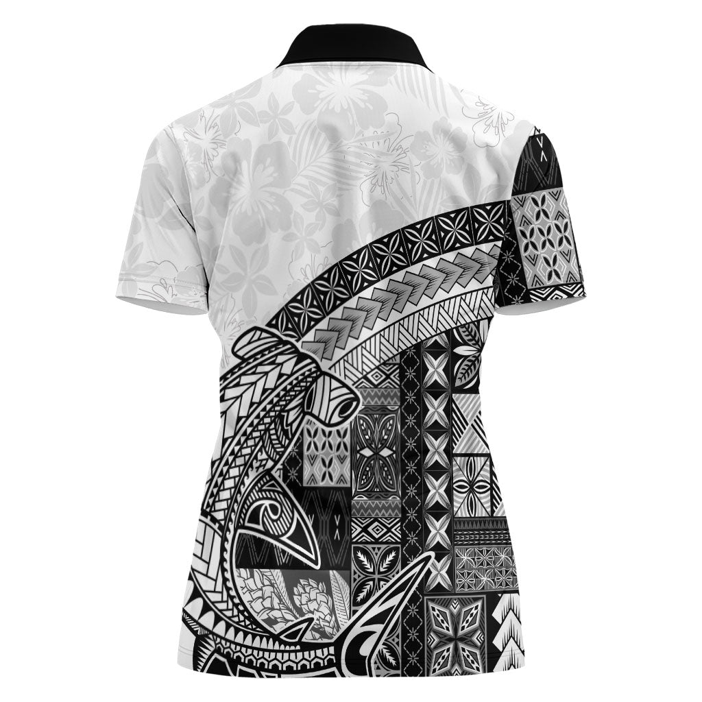 Samoa Mamanu Siapo Classic Black Women Polo Shirt Tatau Malie