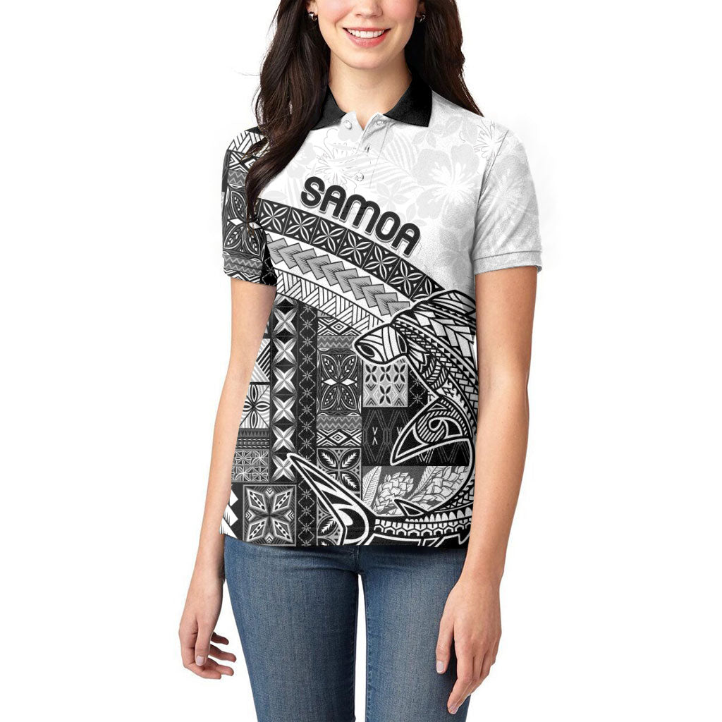 Samoa Mamanu Siapo Classic Black Women Polo Shirt Tatau Malie