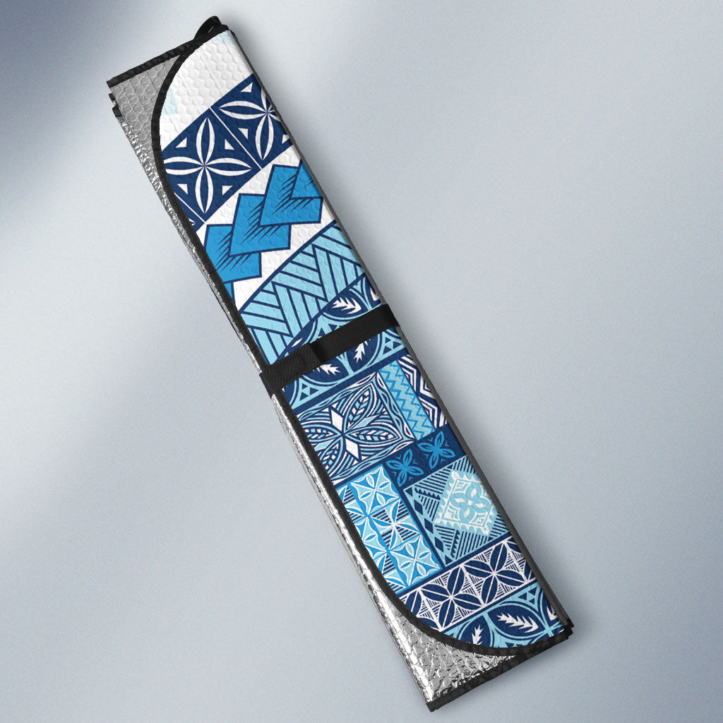 Samoa Mamanu Siapo Royal Blue Auto Sun Shade Tatau Malie