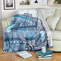 Samoa Mamanu Siapo Royal Blue Blanket Tatau Malie