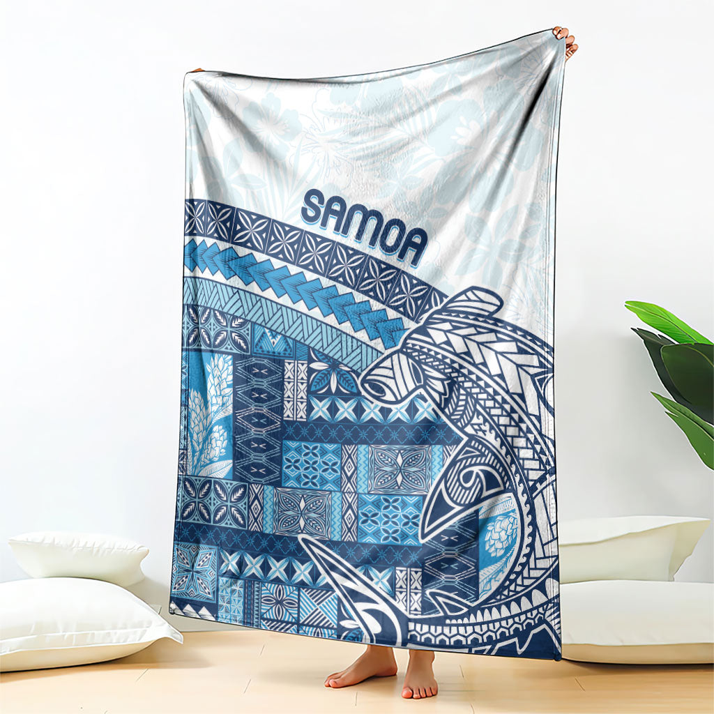 Samoa Mamanu Siapo Royal Blue Blanket Tatau Malie