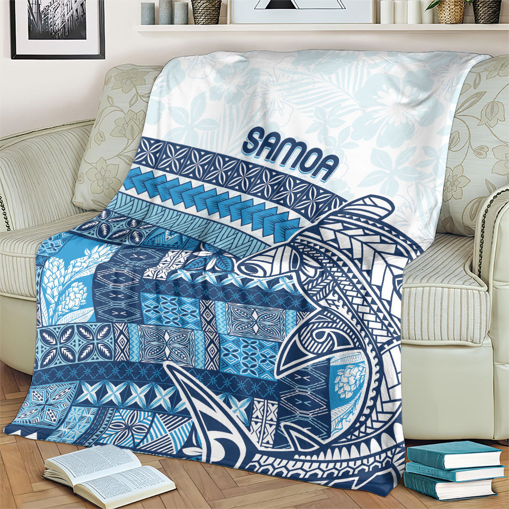 Samoa Mamanu Siapo Royal Blue Blanket Tatau Malie