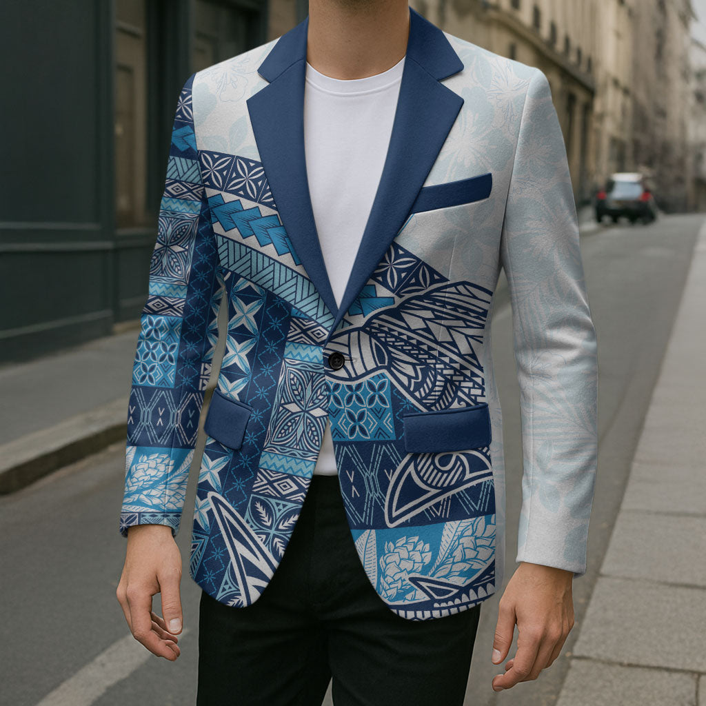 Samoa Mamanu Siapo Royal Blue Blazer Tatau Malie
