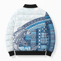 Samoa Mamanu Siapo Royal Blue Bomber Puffer Jacket Tatau Malie