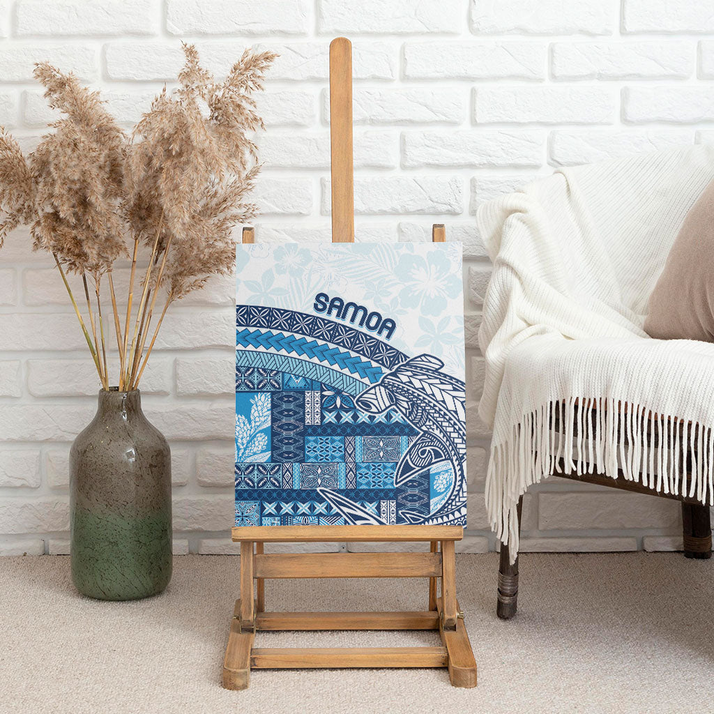 Samoa Mamanu Siapo Royal Blue Canvas Wall Art Tatau Malie