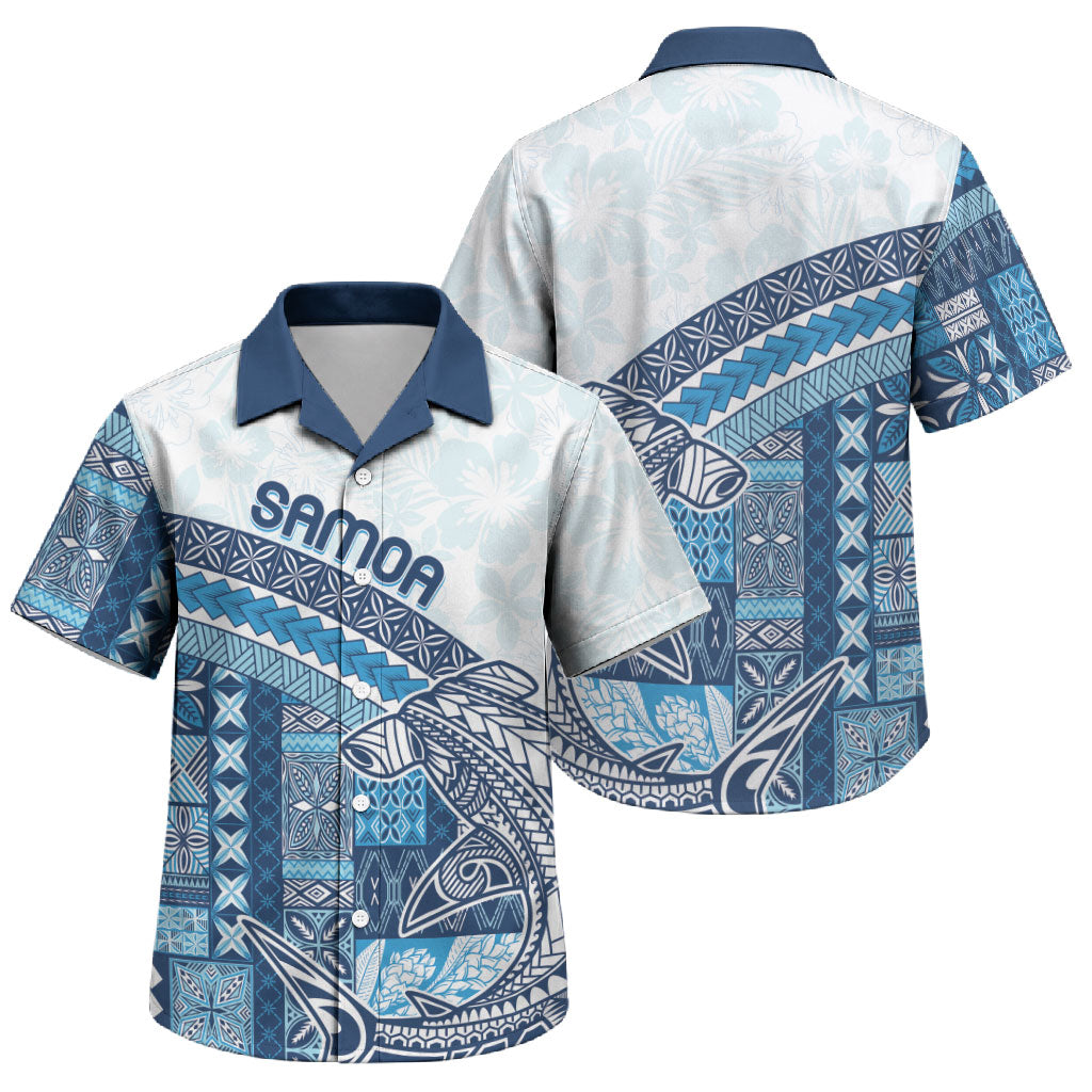 Samoa Mamanu Siapo Royal Blue Family Matching Mermaid Dress and Hawaiian Shirt Tatau Malie