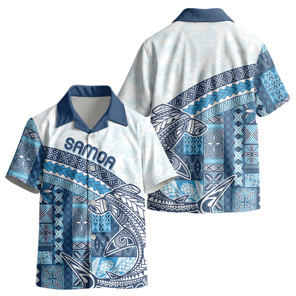 Samoa Mamanu Siapo Royal Blue Kid Hawaiian Shirt Tatau Malie