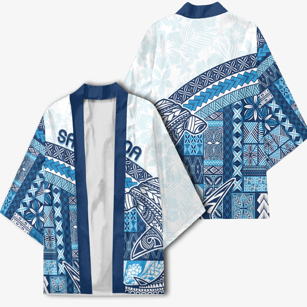 Samoa Mamanu Siapo Royal Blue Kimono Tatau Malie