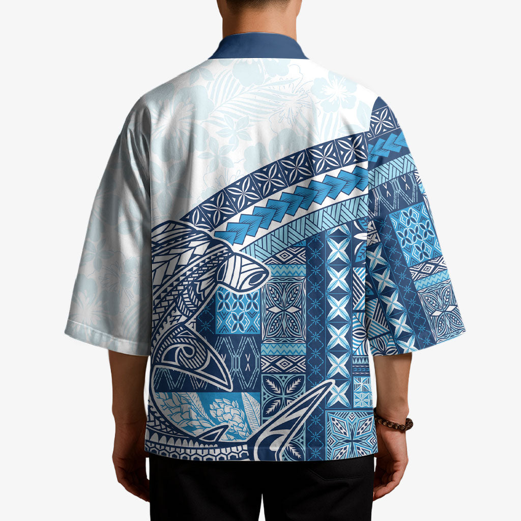 Samoa Mamanu Siapo Royal Blue Kimono Tatau Malie