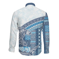 Samoa Mamanu Siapo Royal Blue Long Sleeve Button Shirt Tatau Malie