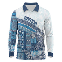 Samoa Mamanu Siapo Royal Blue Long Sleeve Polo Shirt Tatau Malie