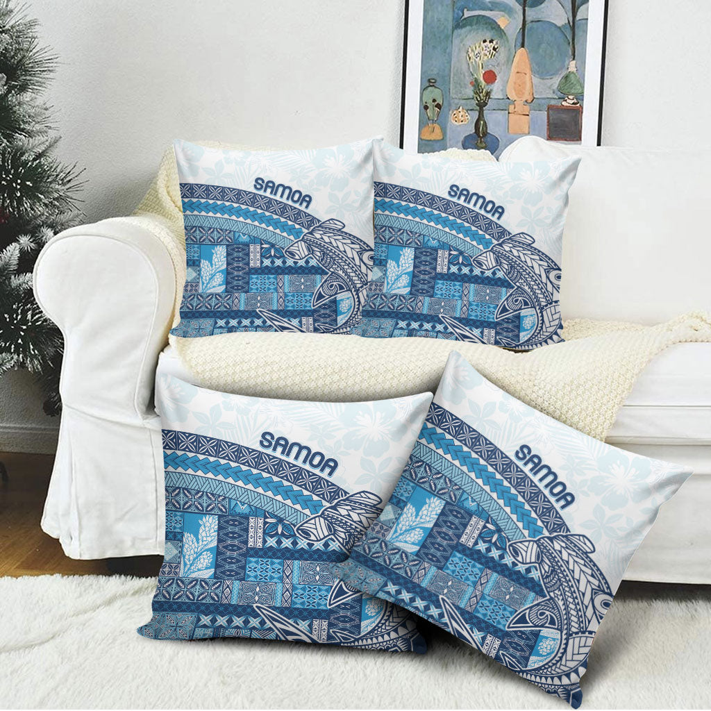 Samoa Mamanu Siapo Royal Blue Pillow Cover Tatau Malie